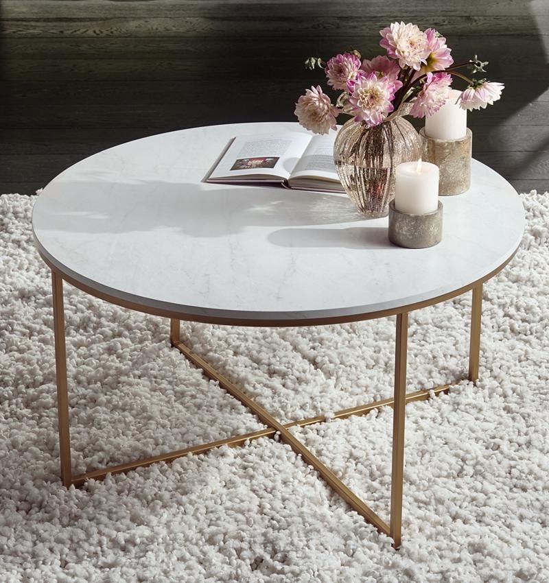 Faux White Marble And Metal Coffee Tables Regarding Favorite Tables (View 8 of 10)