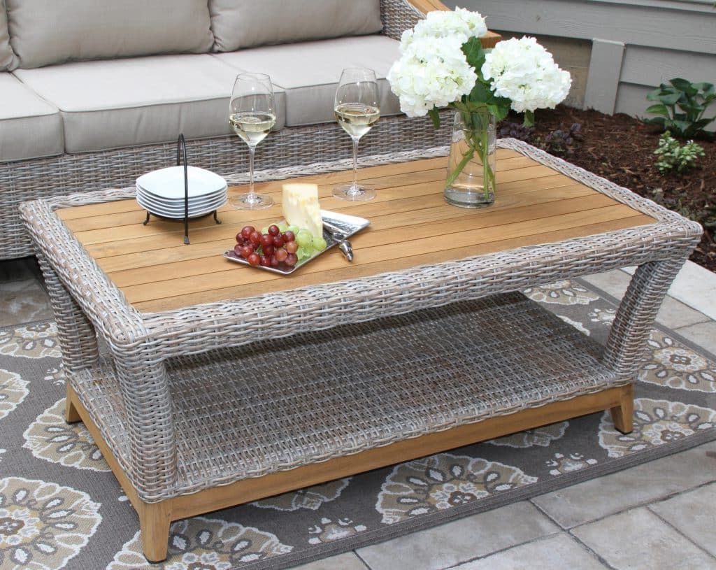 Favorite All Weather Wicker & Natural Teak Wood Outdoor Coffee Table Within Natural Wood Coffee Tables (View 3 of 10)