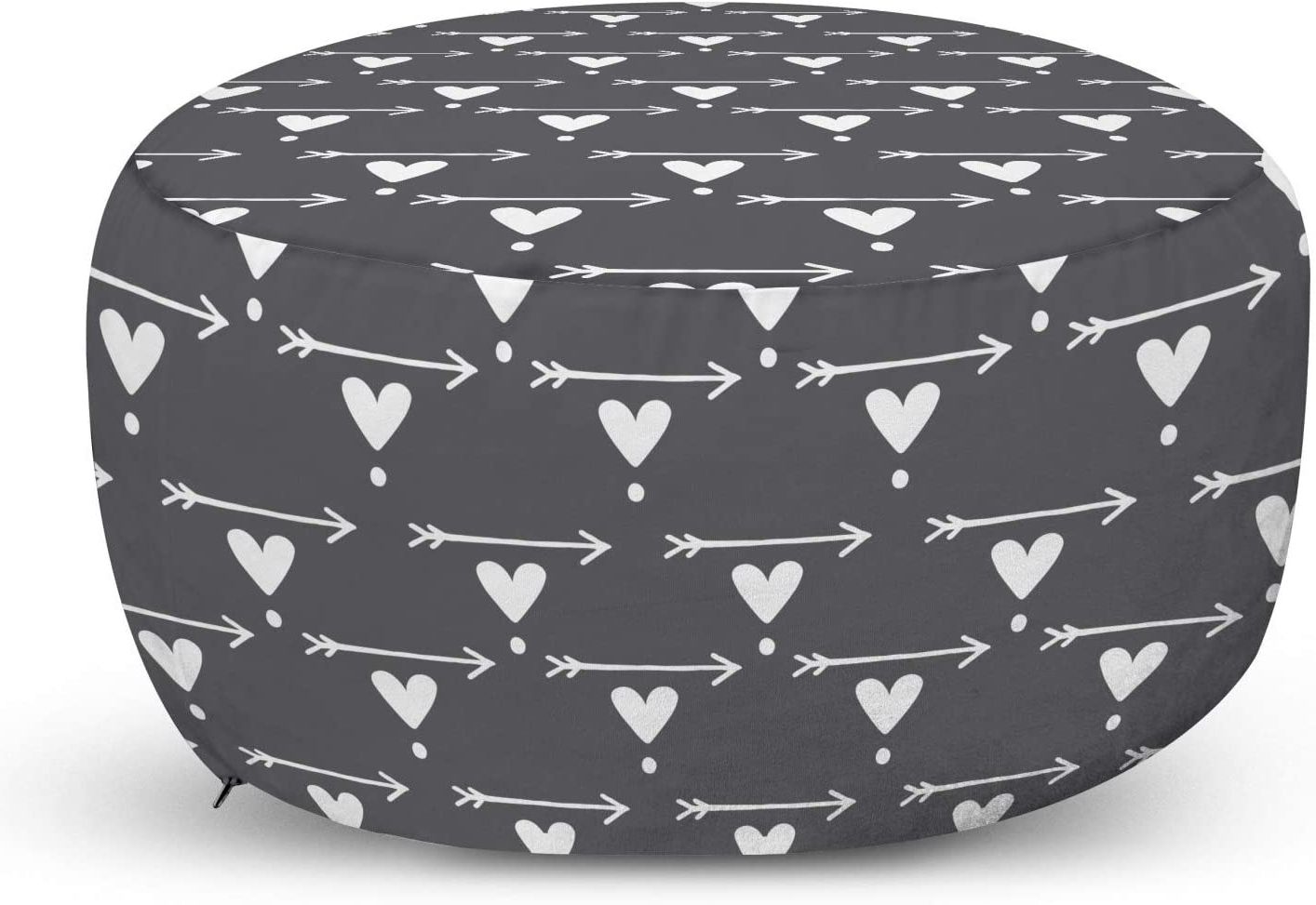 Favorite Amazon: Ambesonne Abstract Ottoman Pouf, Direction Pointer Elements Within Charcoal And White Wool Pouf Ottomans (View 9 of 10)