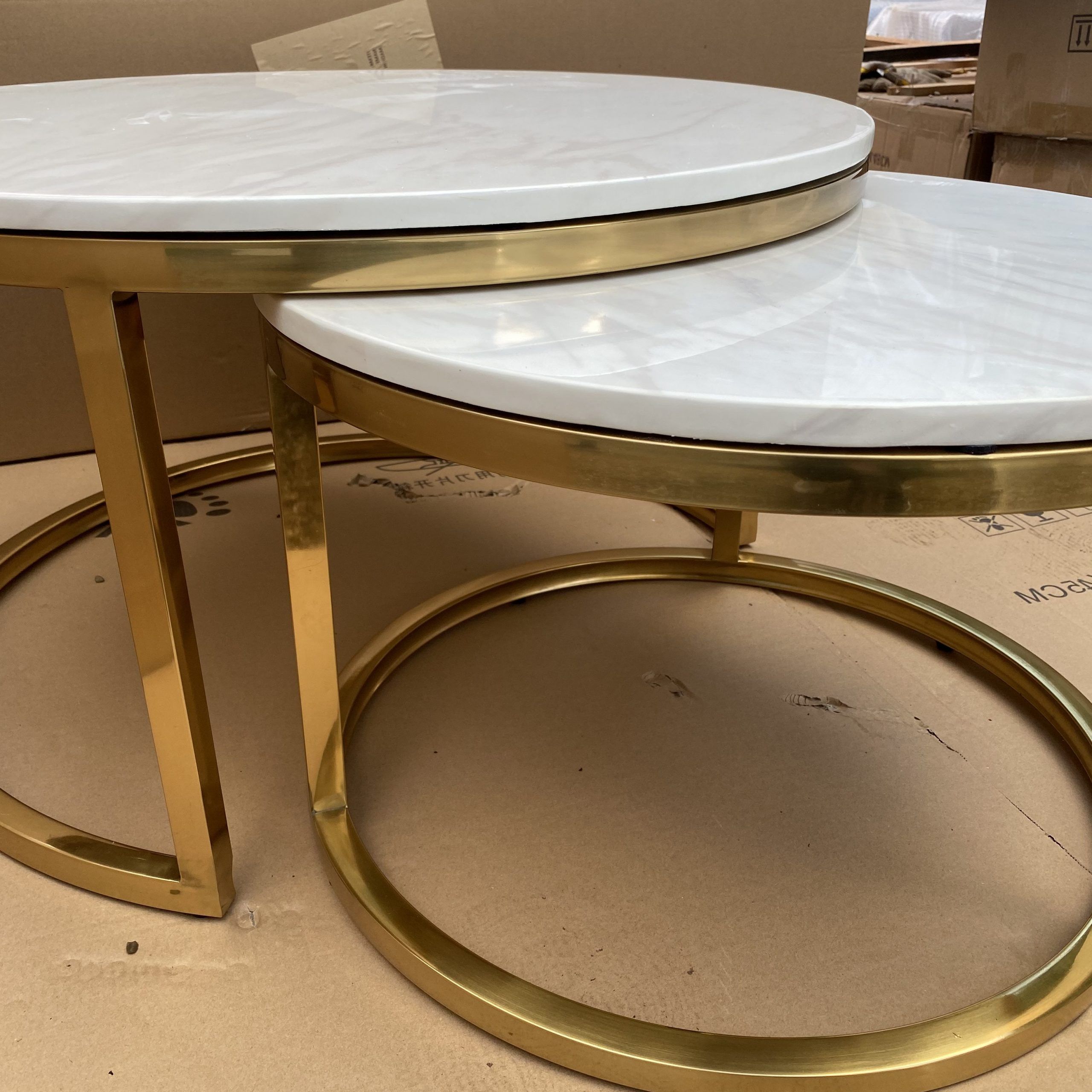 Favorite Artificial Marble And Gold Stainless Steel Set Of 2 Nest Coffee Tables Intended For Metal Coffee Tables (View 2 of 10)