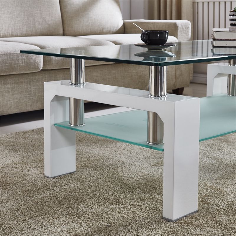 Favorite Artisan Furniture Perla Rectangular Tempered Glass Coffee Table In Pertaining To Glass Coffee Tables (View 8 of 10)