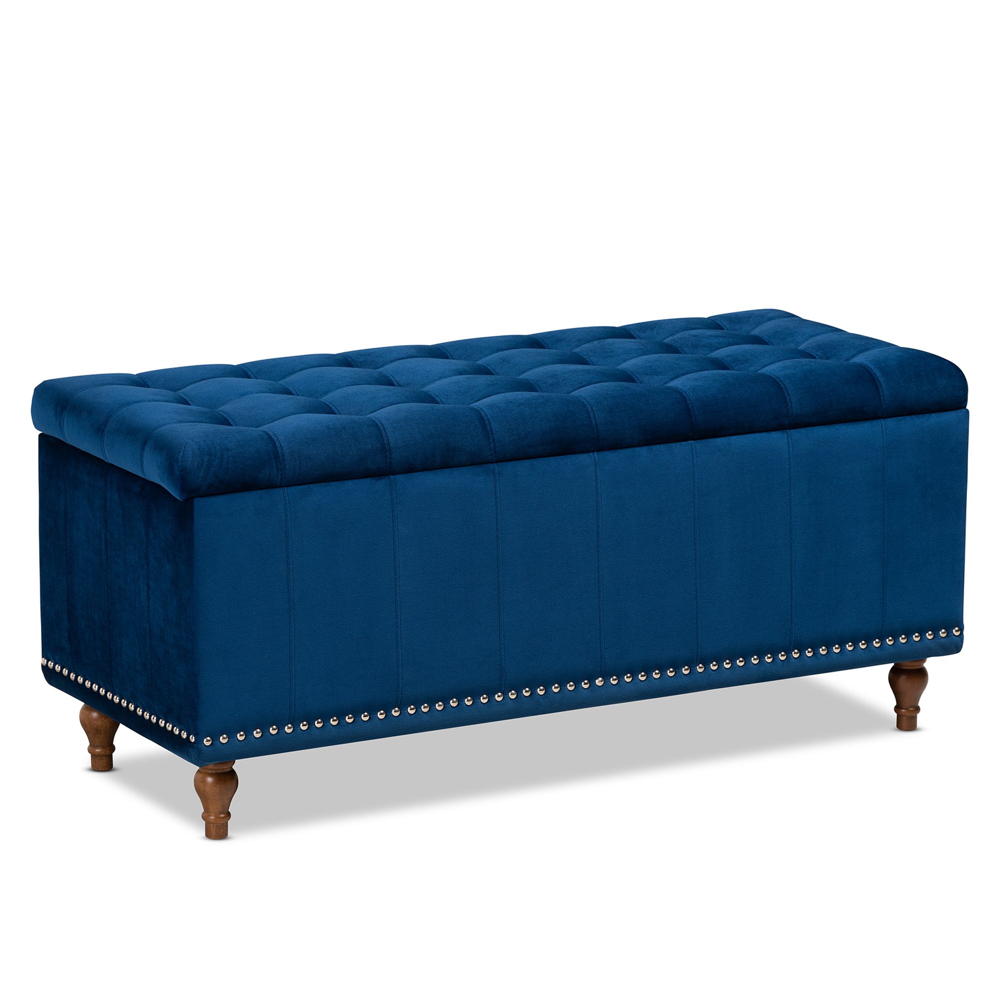 Favorite Baxton Studio Kaylee Modern And Contemporary Navy Blue Velvet Fabric Inside Blue Fabric Nesting Ottomans Set Of  (View 9 of 10)