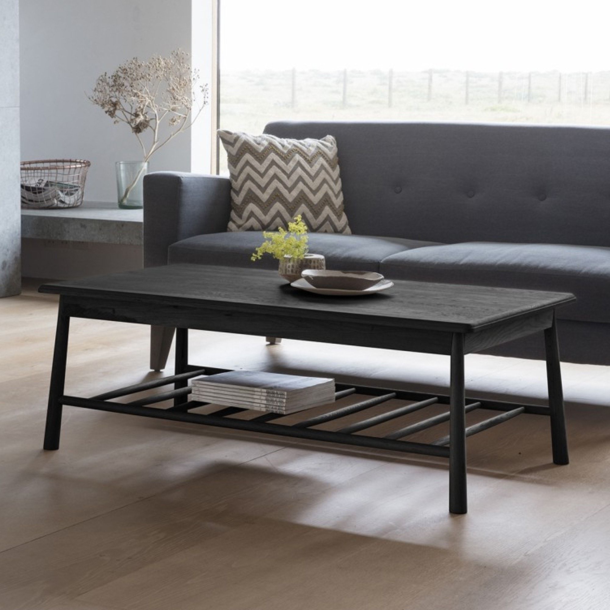Favorite Black And Oak Brown Coffee Tables Regarding Wycombe Rectangle Coffee Table Black (View 3 of 10)