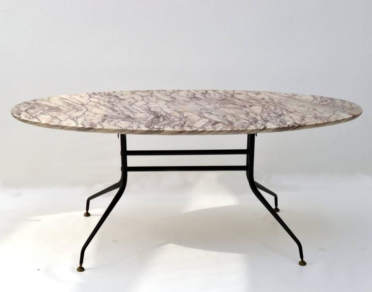 Favorite Black Metal And Marble Coffee Tables In 1950s Italian Oval Marble Coffee Table On Black Metal Frame At 1stdibs (View 10 of 10)
