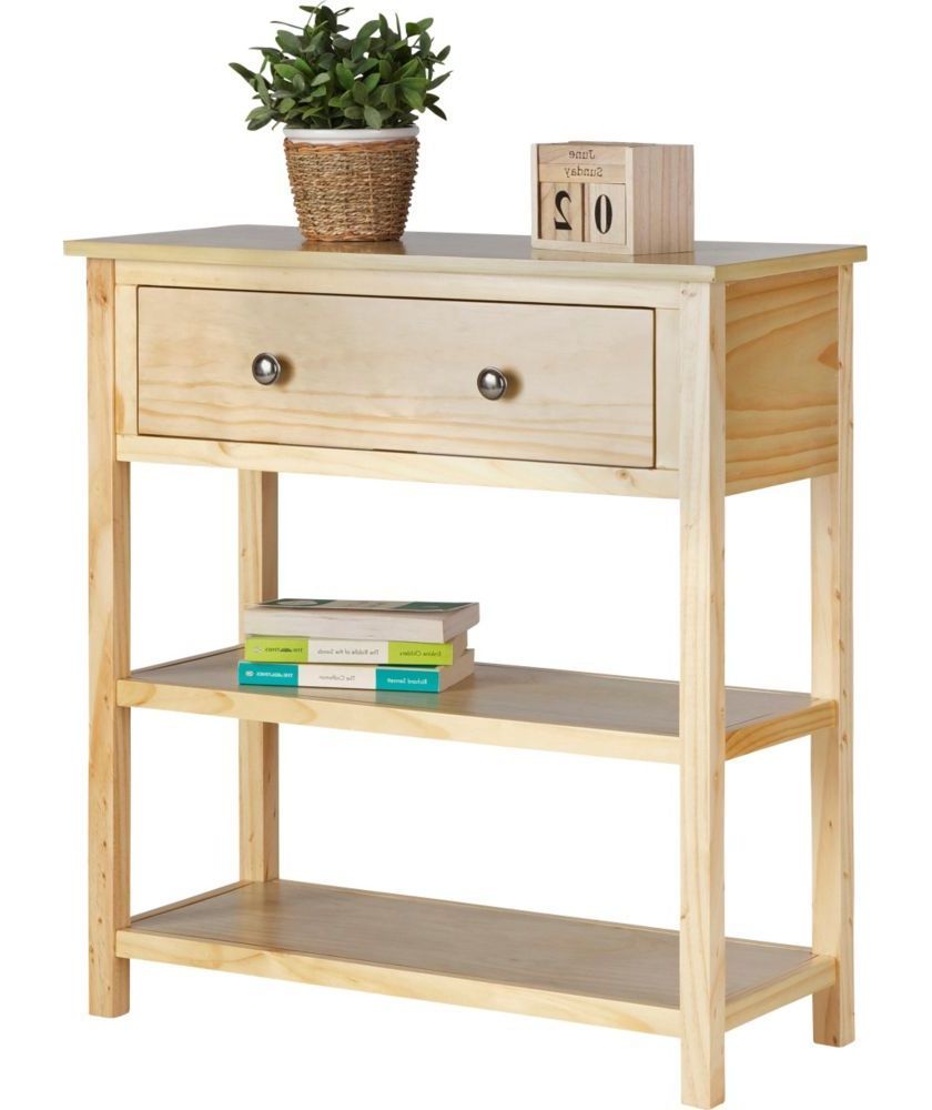 Favorite Buy Rustic Wooden 1 Drawer 2 Shelf Console Table – Solid Pine At Argos Inside 2 Shelf Coffee Tables (View 2 of 10)