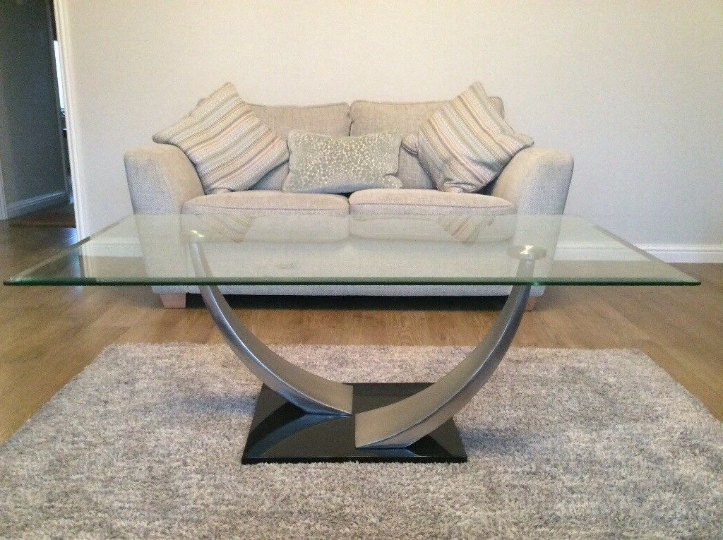 Favorite Cesar Clear Glass Coffee Table,with Marble Black Base (View 7 of 10)