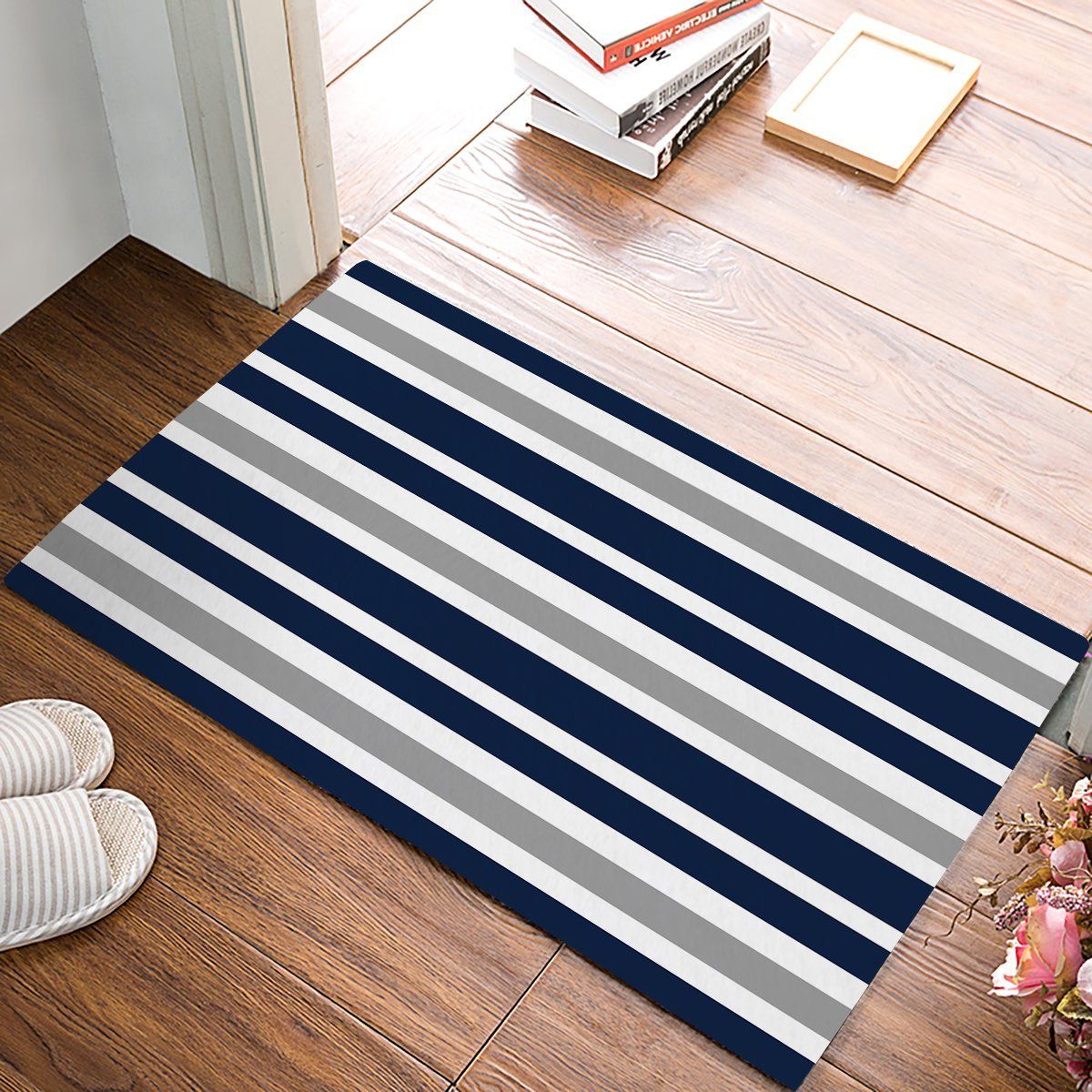 Favorite Cheap Navy Blue Bath Rugs, Find Navy Blue Bath Rugs Deals On Line At Pertaining To Navy Blue And White Striped Ottomans (View 7 of 10)