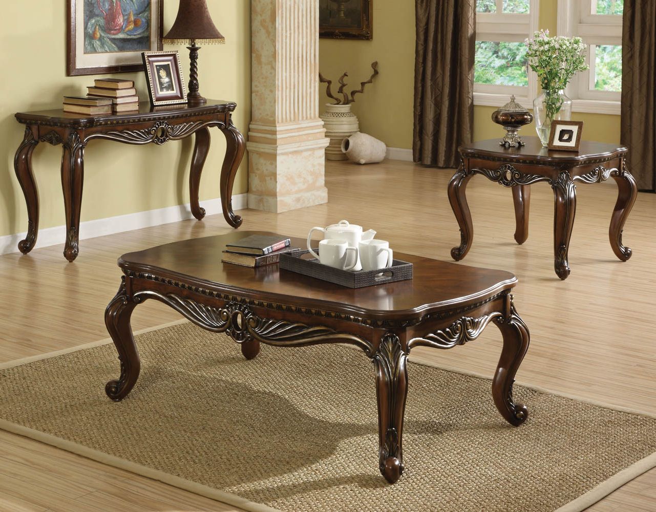 Favorite Dark Brown Coffee Tables Regarding Brown Cherry Finish Antique Finish Coffee Table (View 10 of 10)