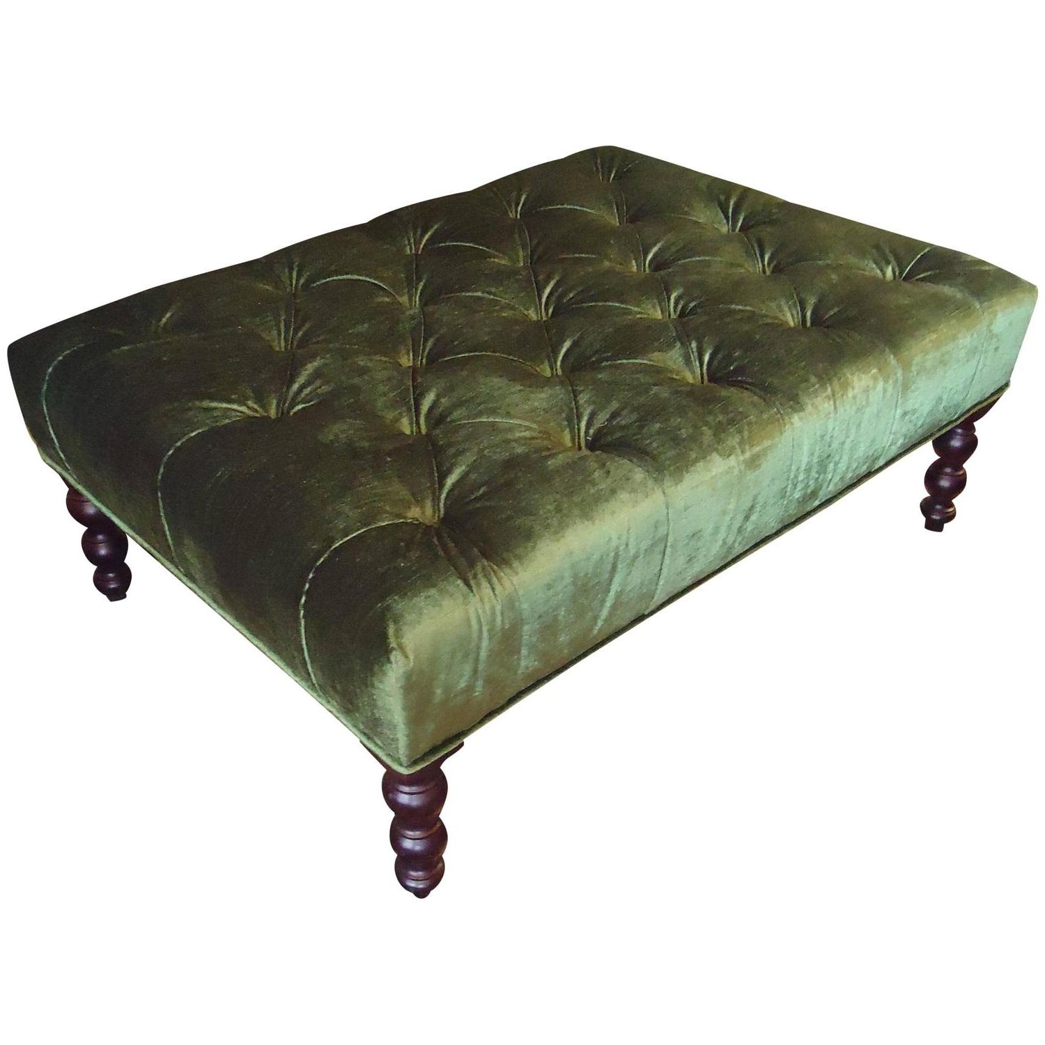 Favorite Green Pouf Ottomans For Rich Green Tufted Velvet Ottoman For Sale At 1stdibs (View 8 of 10)