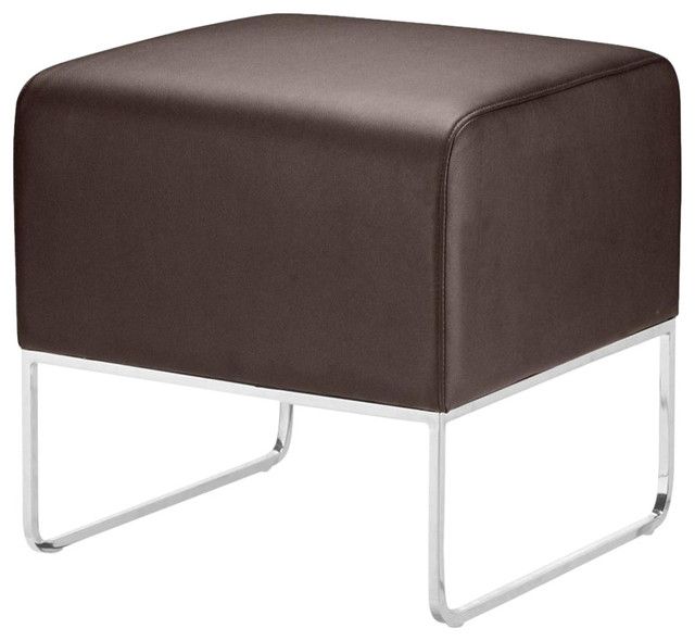 Favorite Modern Contemporary Living Room Ottoman, Black Leatherette Chrome Steel Intended For Chrome Metal Ottomans (View 9 of 10)