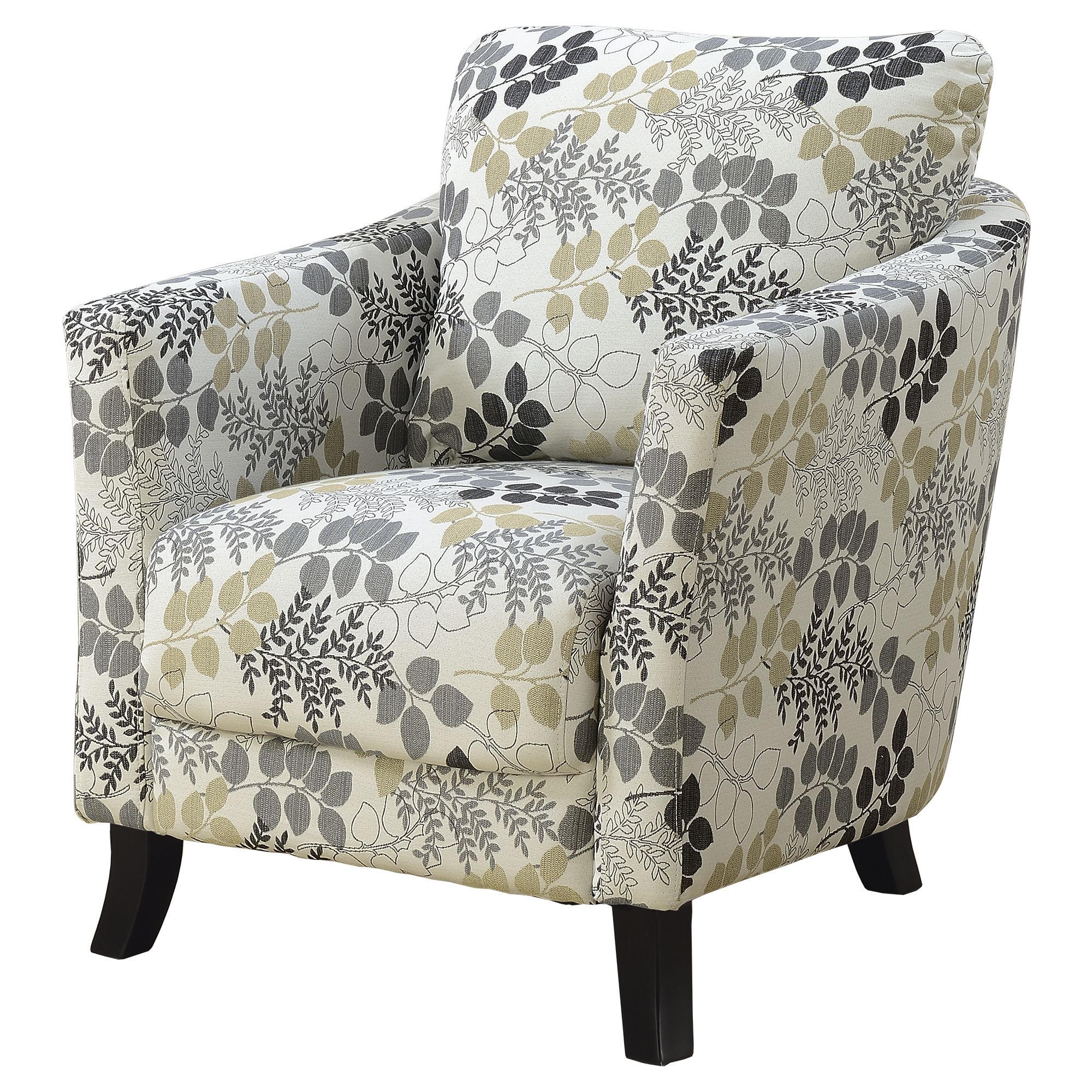 Favorite Smoke Gray Wood Accent Stools Inside 35" Gray And Beige Floral Contemporary Upholstered Accent Chair (View 10 of 10)
