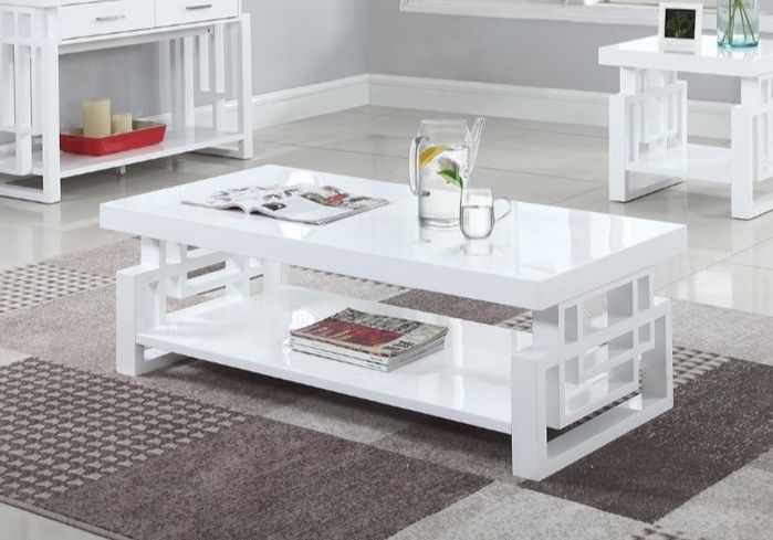 Favorite White Gloss And Maple Cream Coffee Tables Regarding Tables Set, Glossy White Finish 705707 – Casye Furniture (View 10 of 10)