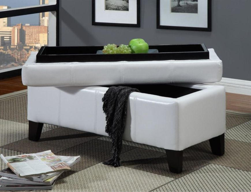 Favorite White Leather Ottomans Within 25 White Leather Ottomans (square & Rectangle) (View 6 of 10)