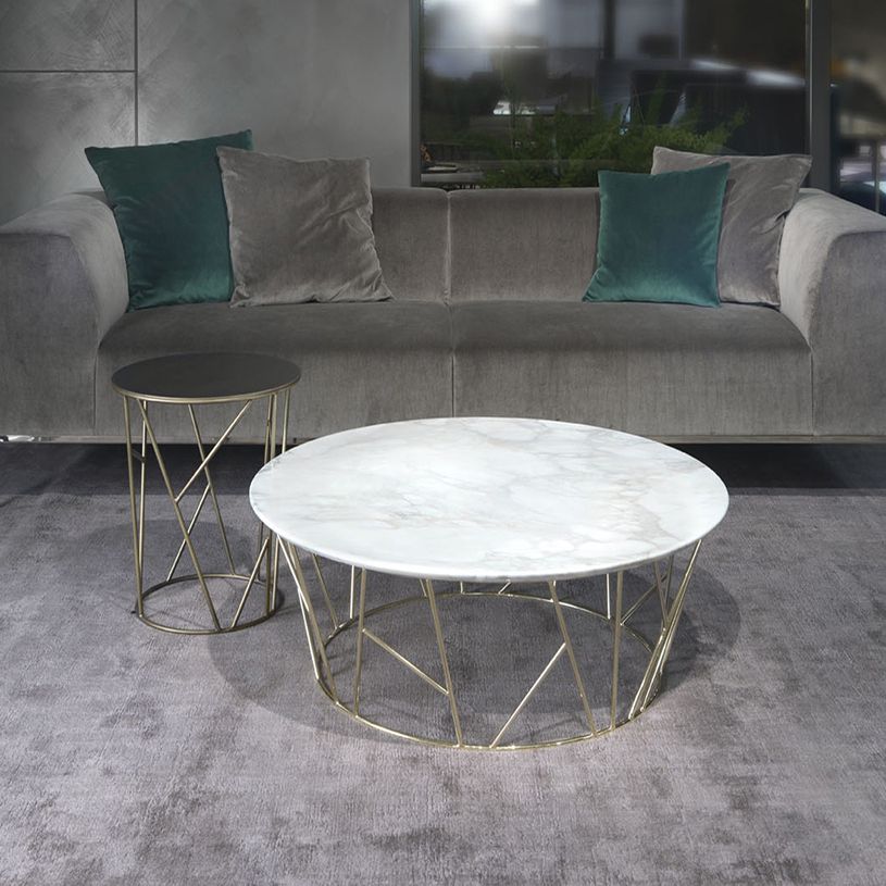 Fern Round Marble Coffee Table, Contemporary In Famous Black Metal And Marble Coffee Tables (View 5 of 10)