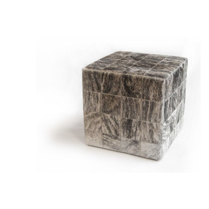 Fur Home Inside Gray And Beige Solid Cube Pouf Ottomans (View 1 of 10)