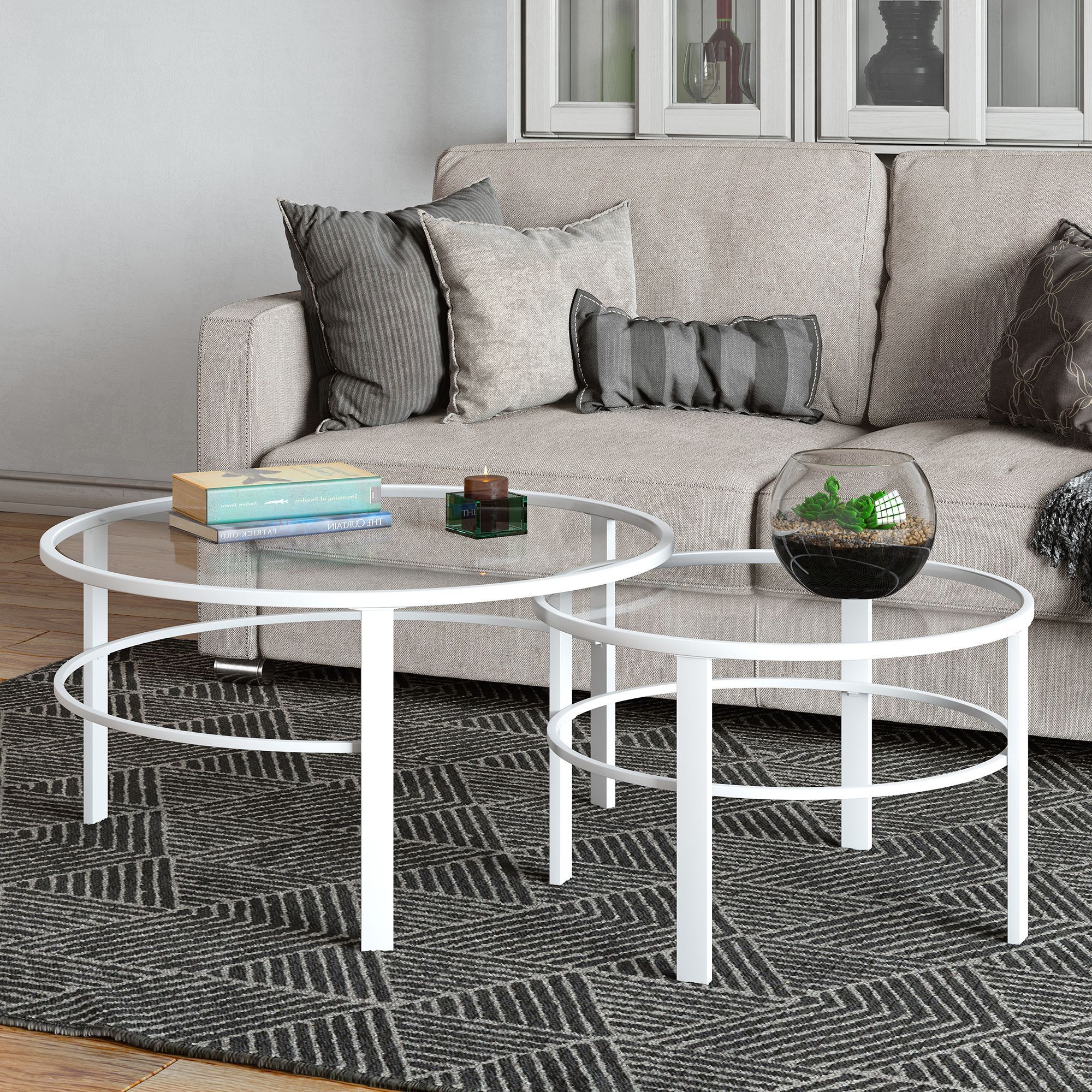 Geometric Glass Modern Coffee Tables Throughout Latest Evelyn&zoe Contemporary Nesting Coffee Table Set With Glass Top (View 6 of 10)