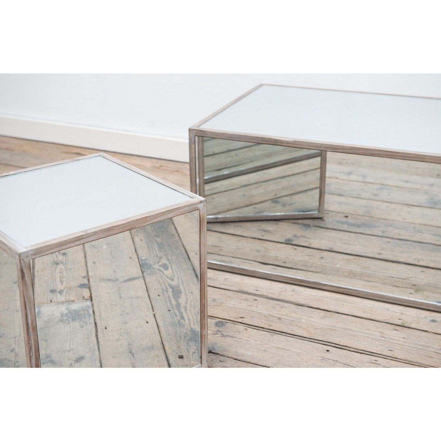 Geometric White Coffee Tables In Popular Geometric Mirrored Square Cube Small Coffee Table (View 9 of 10)