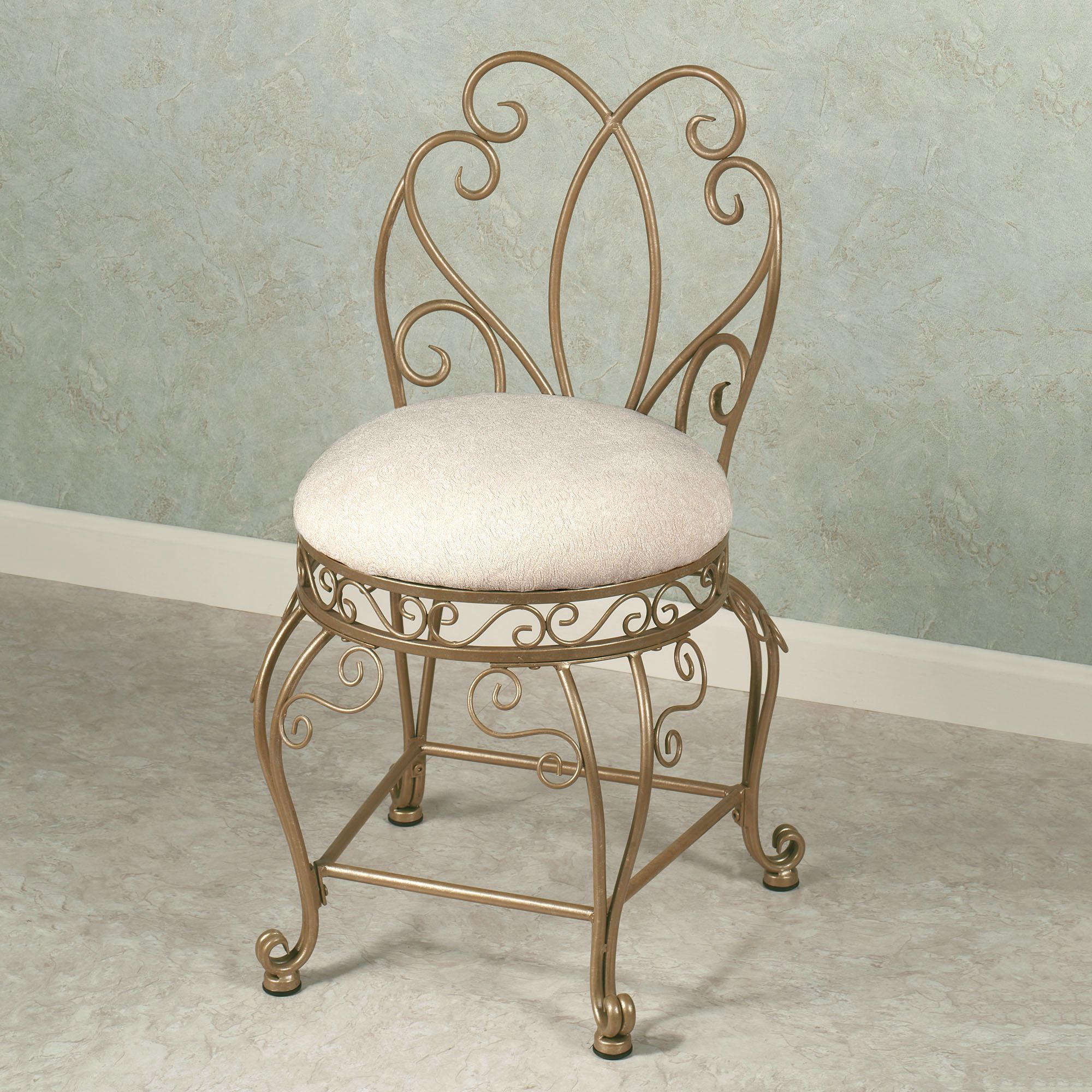 Gianna Vanity Chair Pertaining To Most Recently Released Cream And Gold Hardwood Vanity Seats (View 9 of 10)