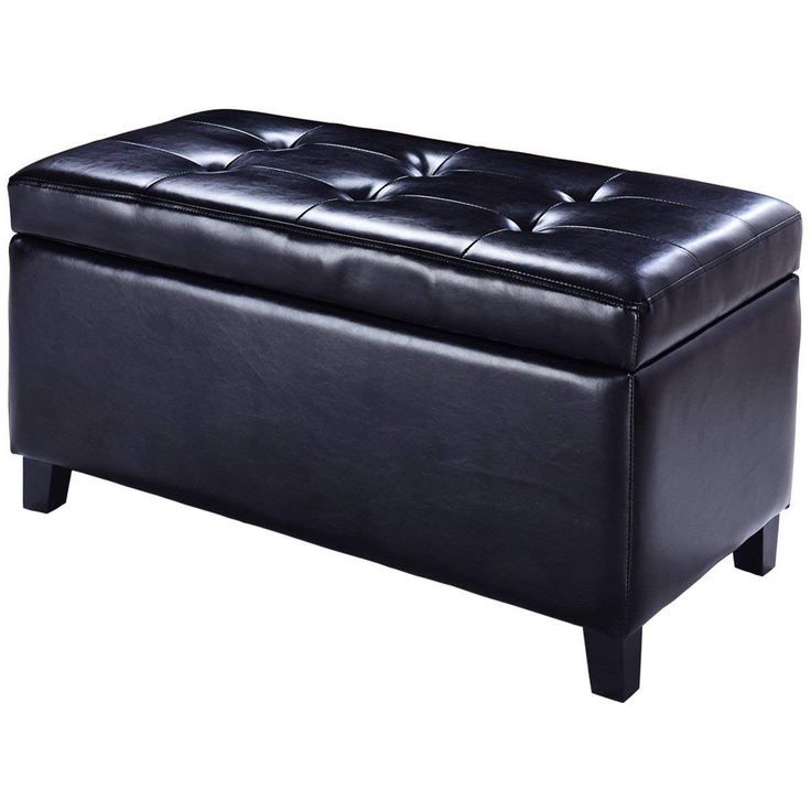 Giantex 32'' Storage Ottoman Bench Faux Leather Seat Tufted Footrest Inside 2020 Black Faux Leather Tufted Ottomans (View 3 of 10)