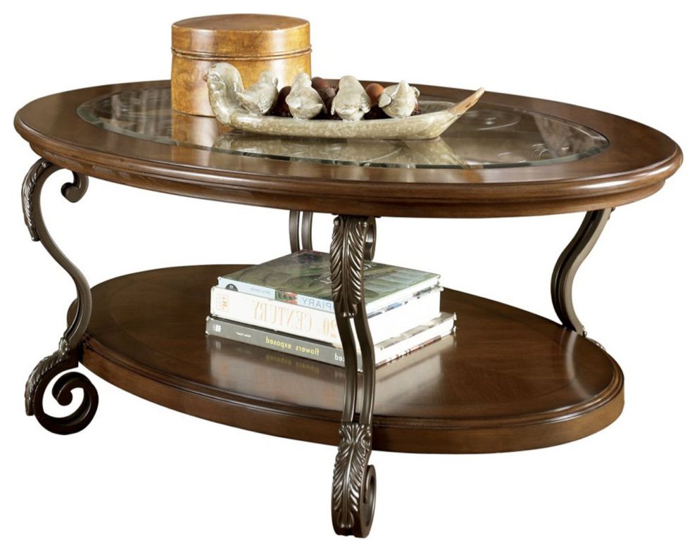 Glass And Gold Oval Coffee Tables With 2020 Wooden Oval Cocktail Table With Glass Top And Open Bottom Shelf, Brown (View 10 of 10)