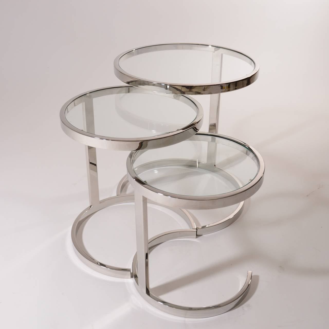 Glass And Stainless Steel Cocktail Tables Within 2020 Set Of 3 Nesting Stainless Steel And Glass Nesting Tablesbrueton (View 2 of 10)