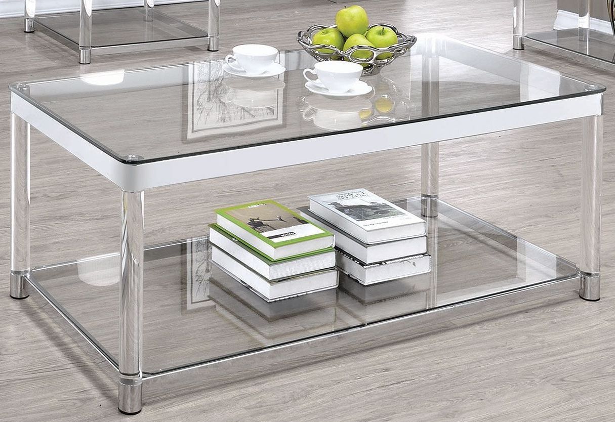 Gold And Clear Acrylic Side Tables For Recent Chrome And Clear Acrylic Rectangular Coffee Table, 720748, Coaster (View 8 of 10)