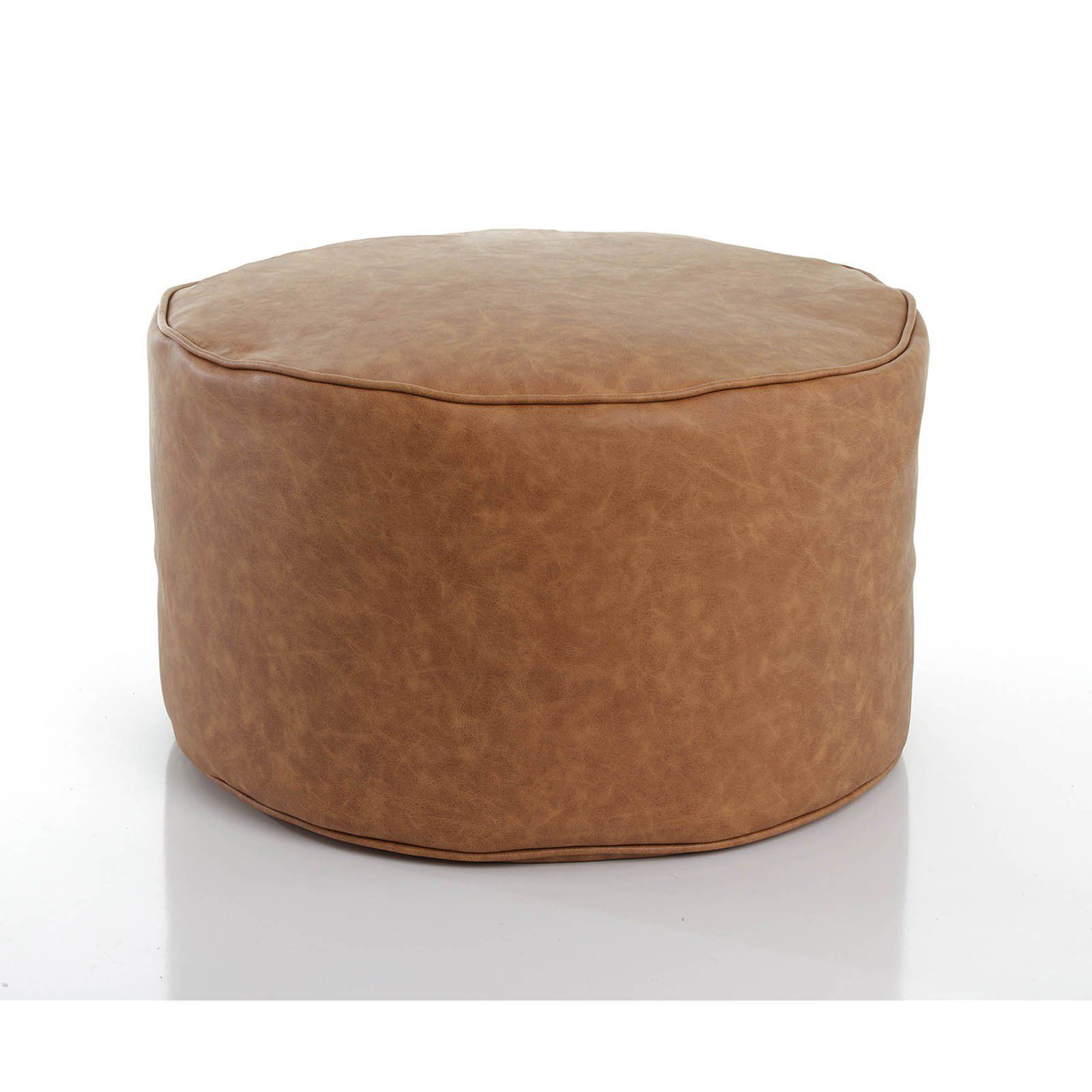 Gold Faux Leather Ottomans With Pull Tab Within Recent Gold Medal Luxe Faux Leather Round Ottoman (View 1 of 10)