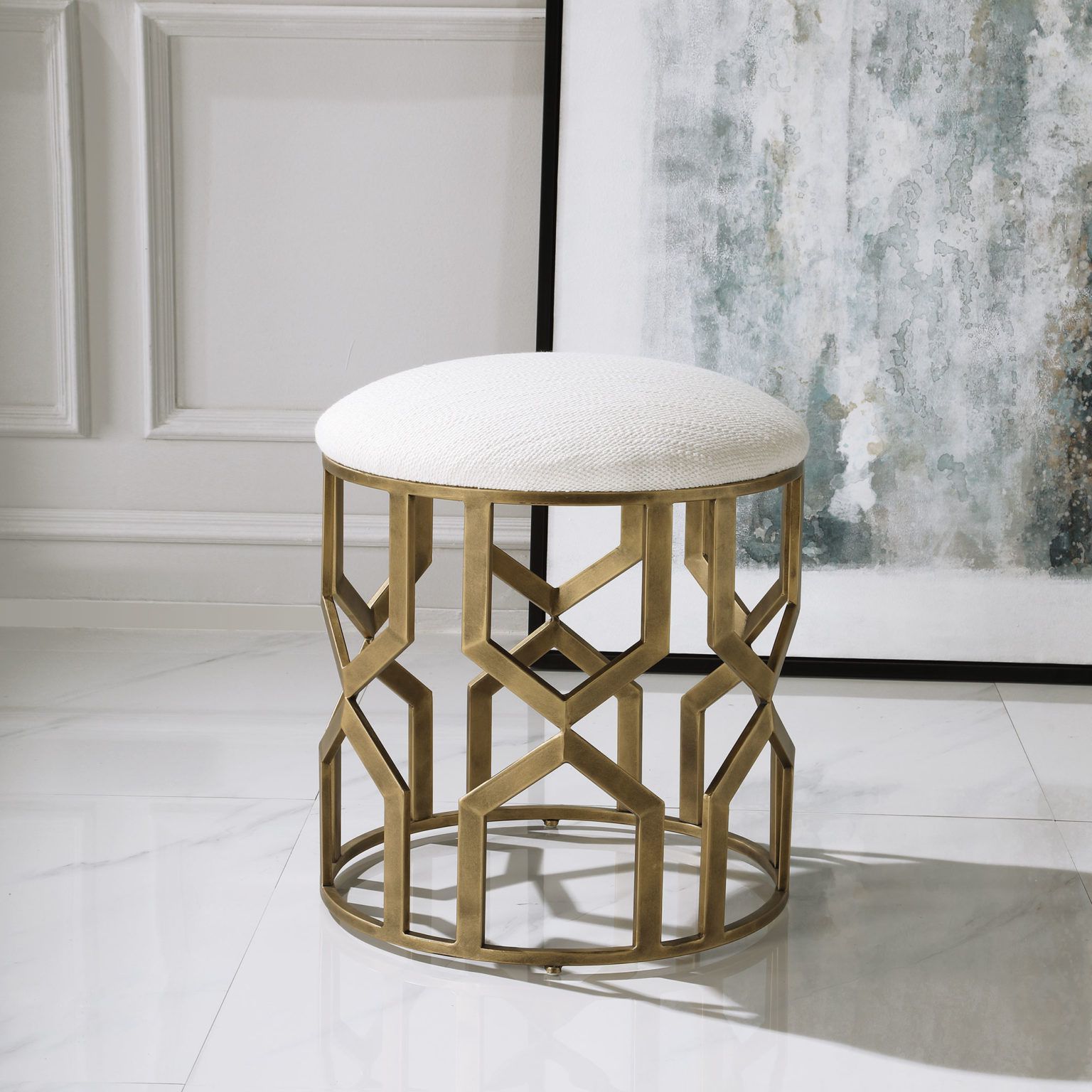Gray And Beige Trellis Cylinder Pouf Ottomans In Well Known Ottomans & Poufs (View 1 of 10)