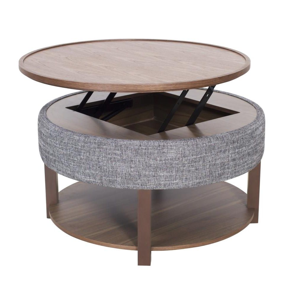 Gray Driftwood Storage Coffee Tables Pertaining To Trendy Lift Top Round Storage Coffee Table, Ash Gray/walnut (View 10 of 10)