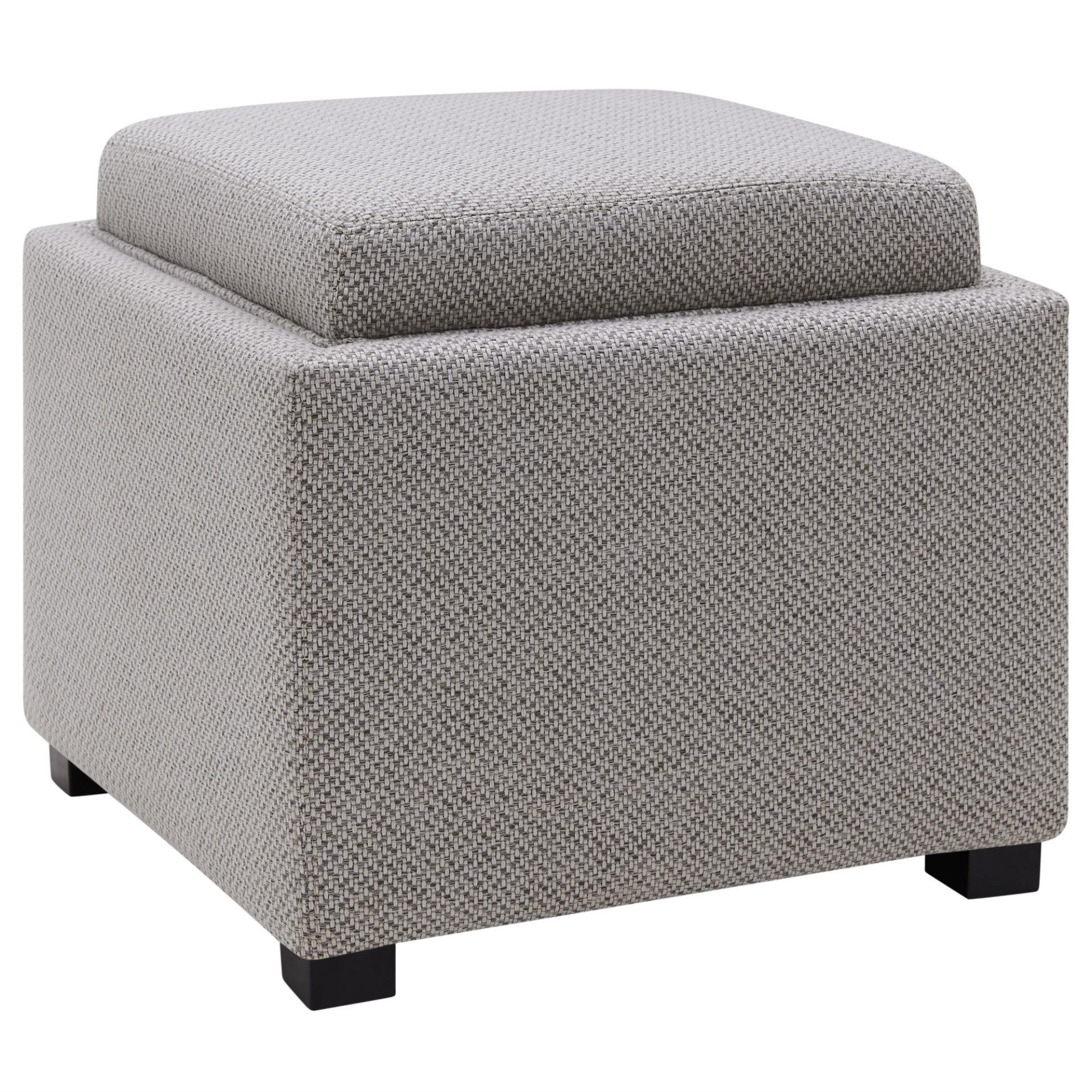 Gray Velvet Ottomans With Ample Storage Inside Recent Cameron Square Fabric Storage Ottoman With Tray – Cardiff Gray (View 5 of 10)