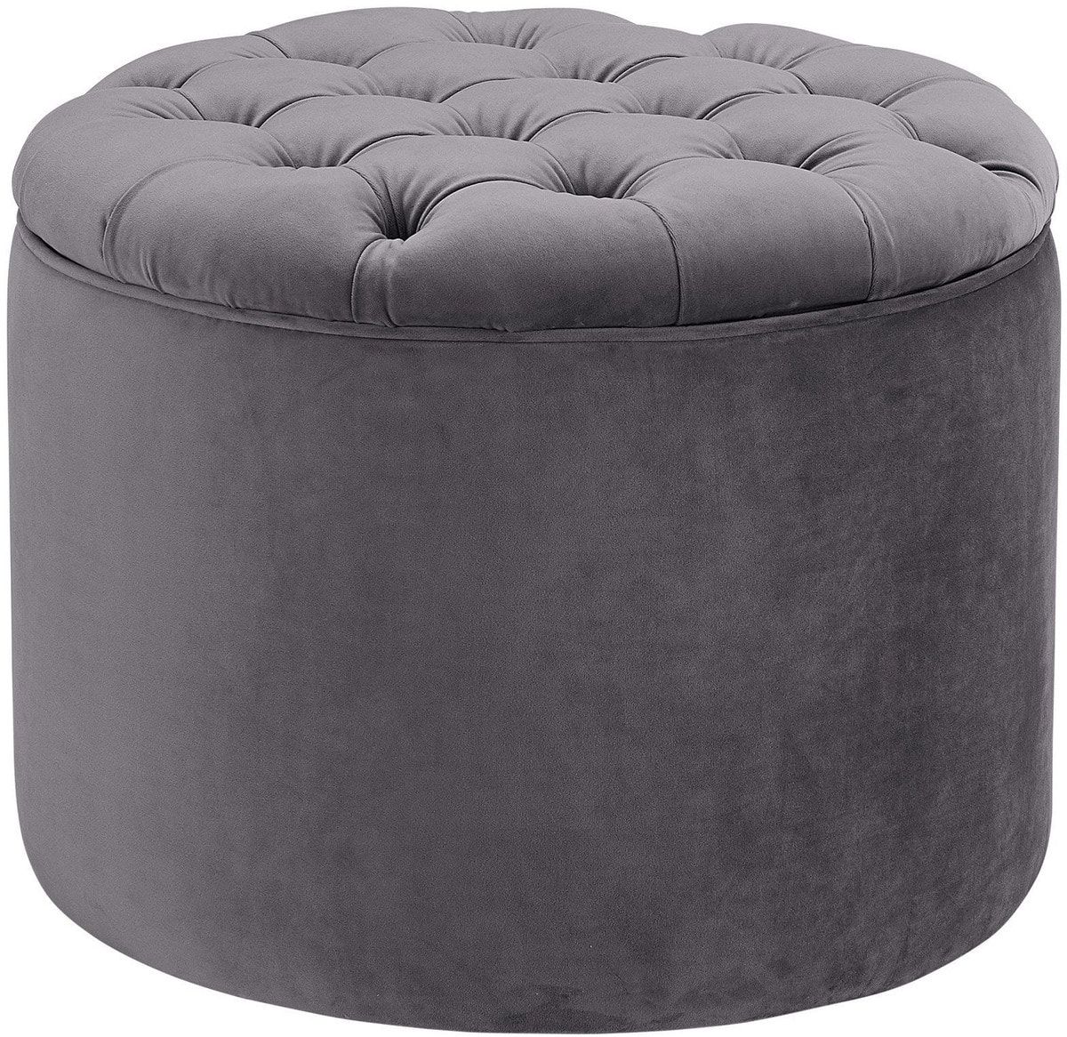Gray Velvet Ribbed Fabric Round Storage Ottomans Pertaining To Fashionable Queen Grey Velvet Storage Ottoman (View 5 of 10)
