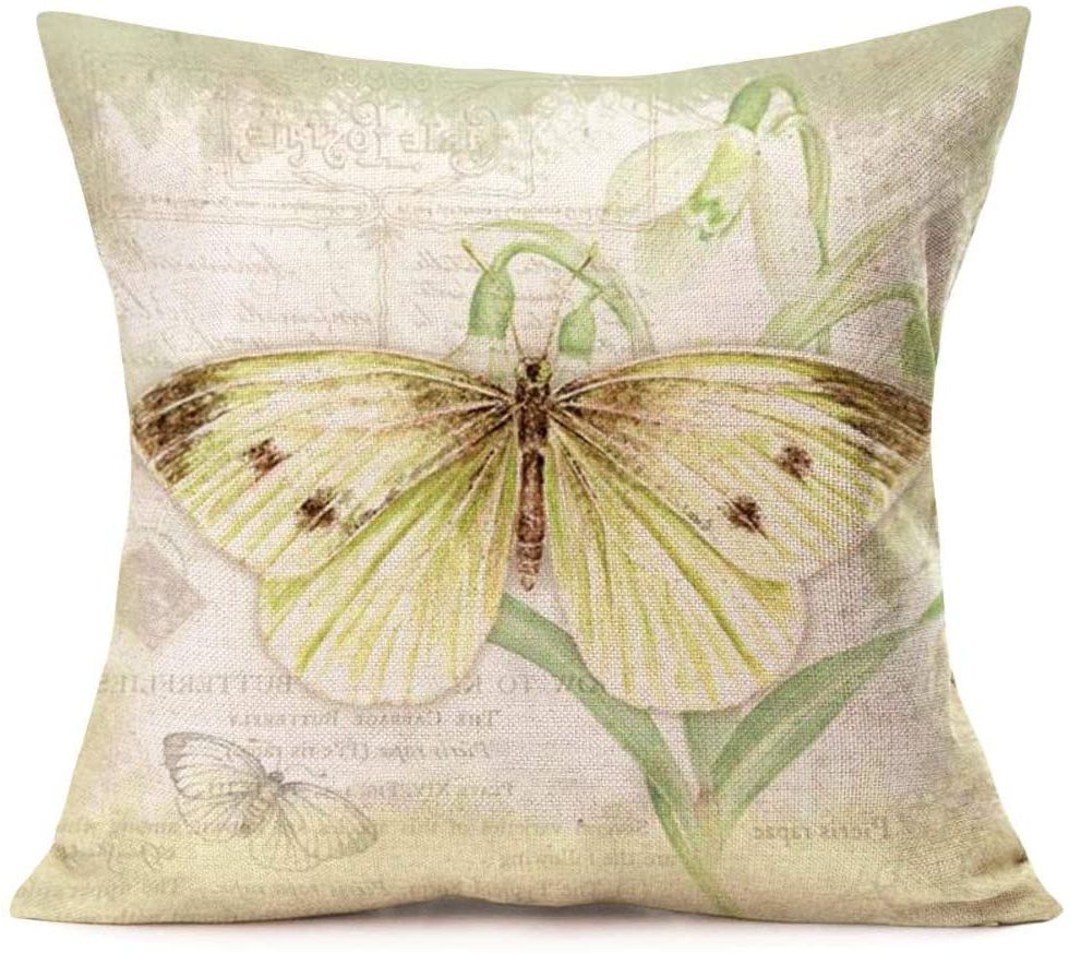 Green Canvas French Chateau Square Pouf Ottomans In Most Up To Date Royalours Throw Pillow Covers Butterfly & Honeybee Decorative Pillow (View 10 of 10)