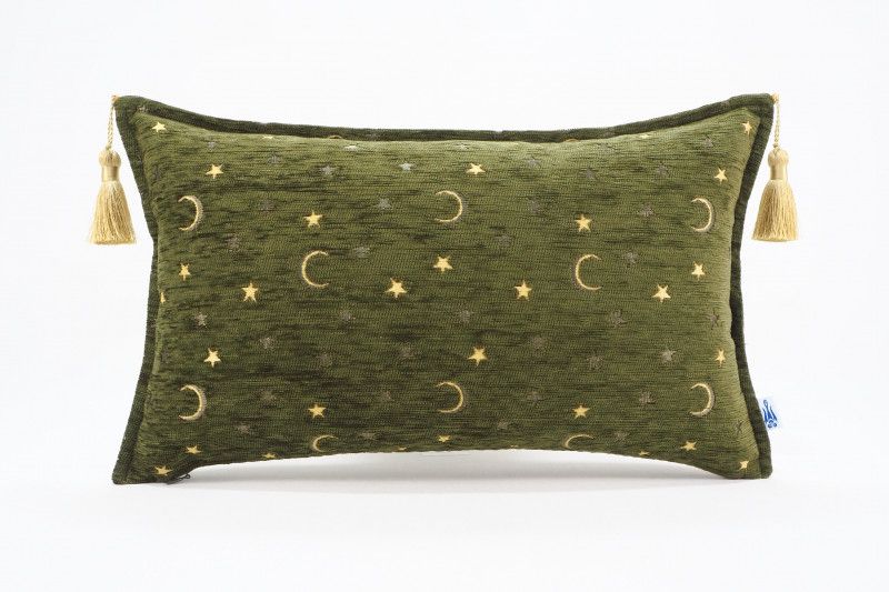 Green Fabric Square Storage Ottomans With Pillows For Most Recently Released Turkish Fabric Pillow 12x20, Moss Green Arabian Night Pattern (View 4 of 11)