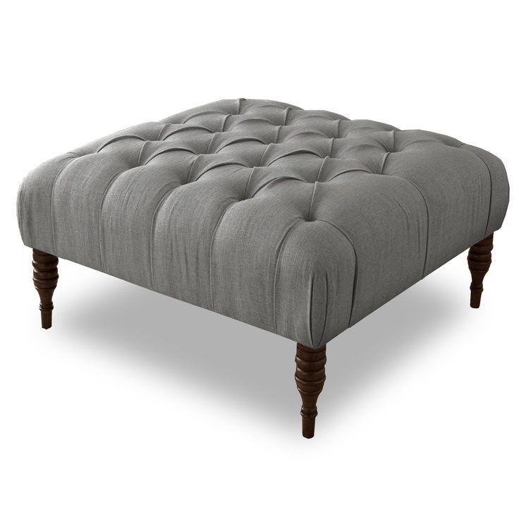 Grey Linen Tufted Cocktail Ottoman (View 4 of 10)