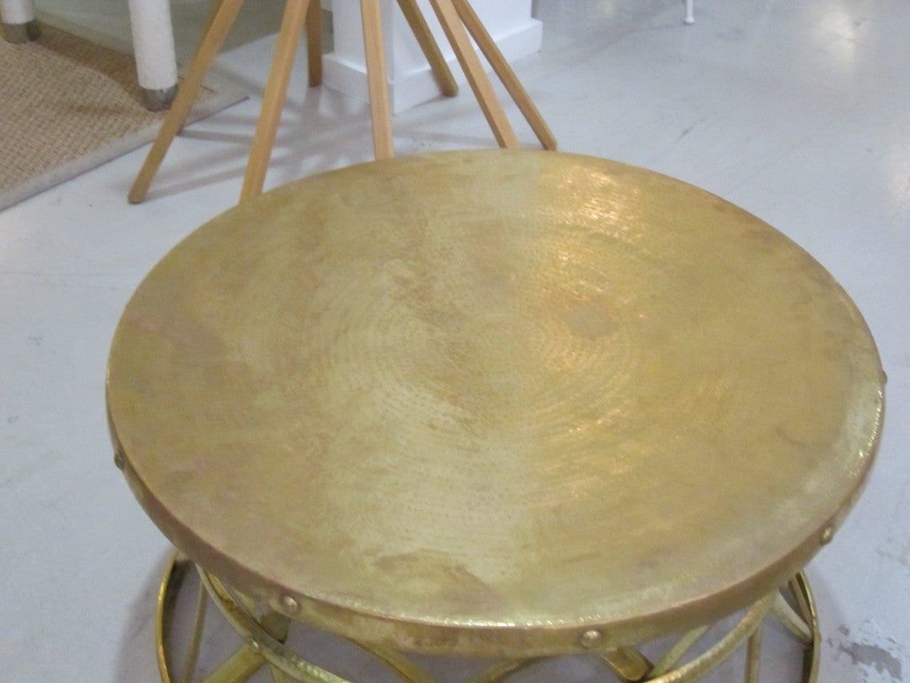 Hammered Antique Brass Modern Cocktail Tables With Regard To 2020 Large Hammered Brass Drum Table At 1stdibs (View 3 of 10)