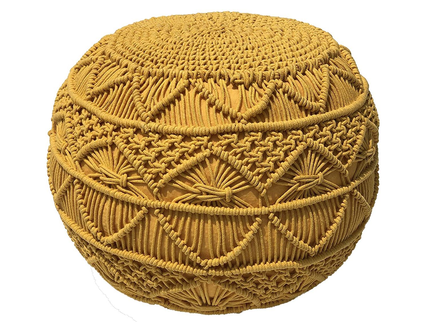 Hand Knitted Decorative Round Cotton Pouf Natural Braid Cord Textured For 2020 Textured Green Round Pouf Ottomans (View 10 of 10)