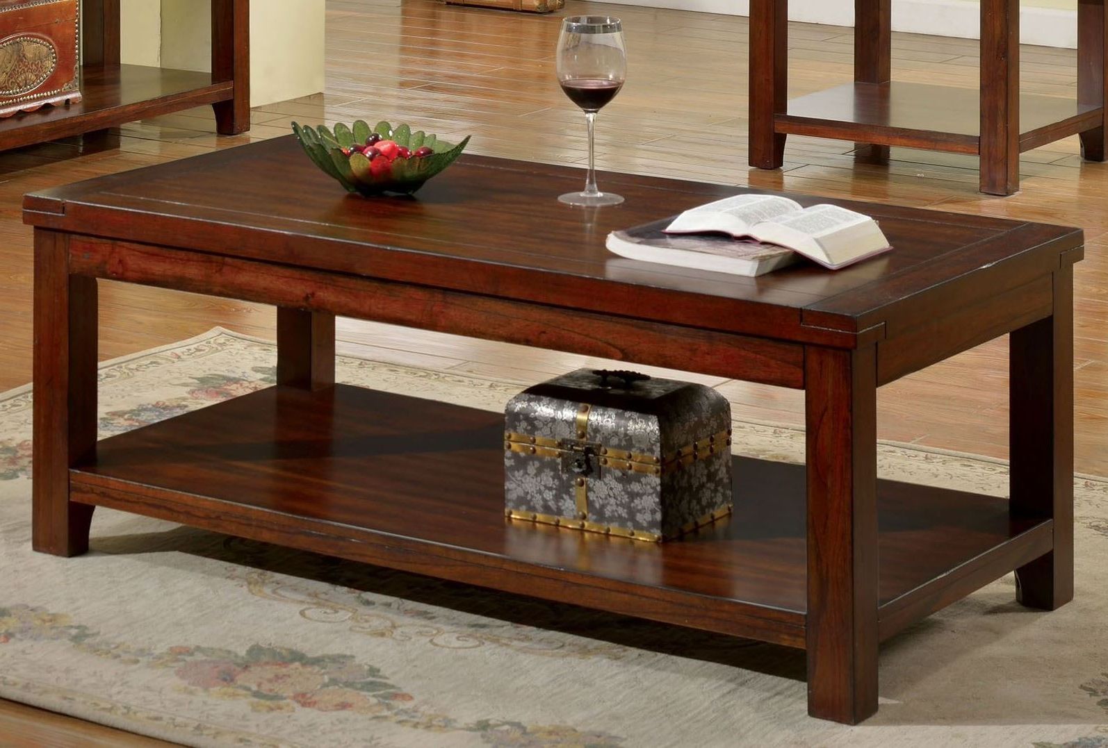 Heartwood Cherry Wood Coffee Tables Intended For Best And Newest Estell Cherry Coffee Table From Furniture Of America (cm4107c (View 1 of 10)