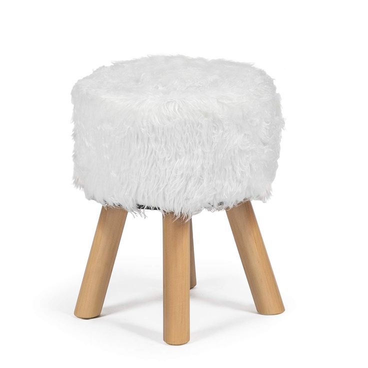 Homebeez Faux Fur Ottoman Foot Rest Stool, Round Decorative Bench With Pertaining To Famous White Faux Fur Round Ottomans (View 9 of 10)