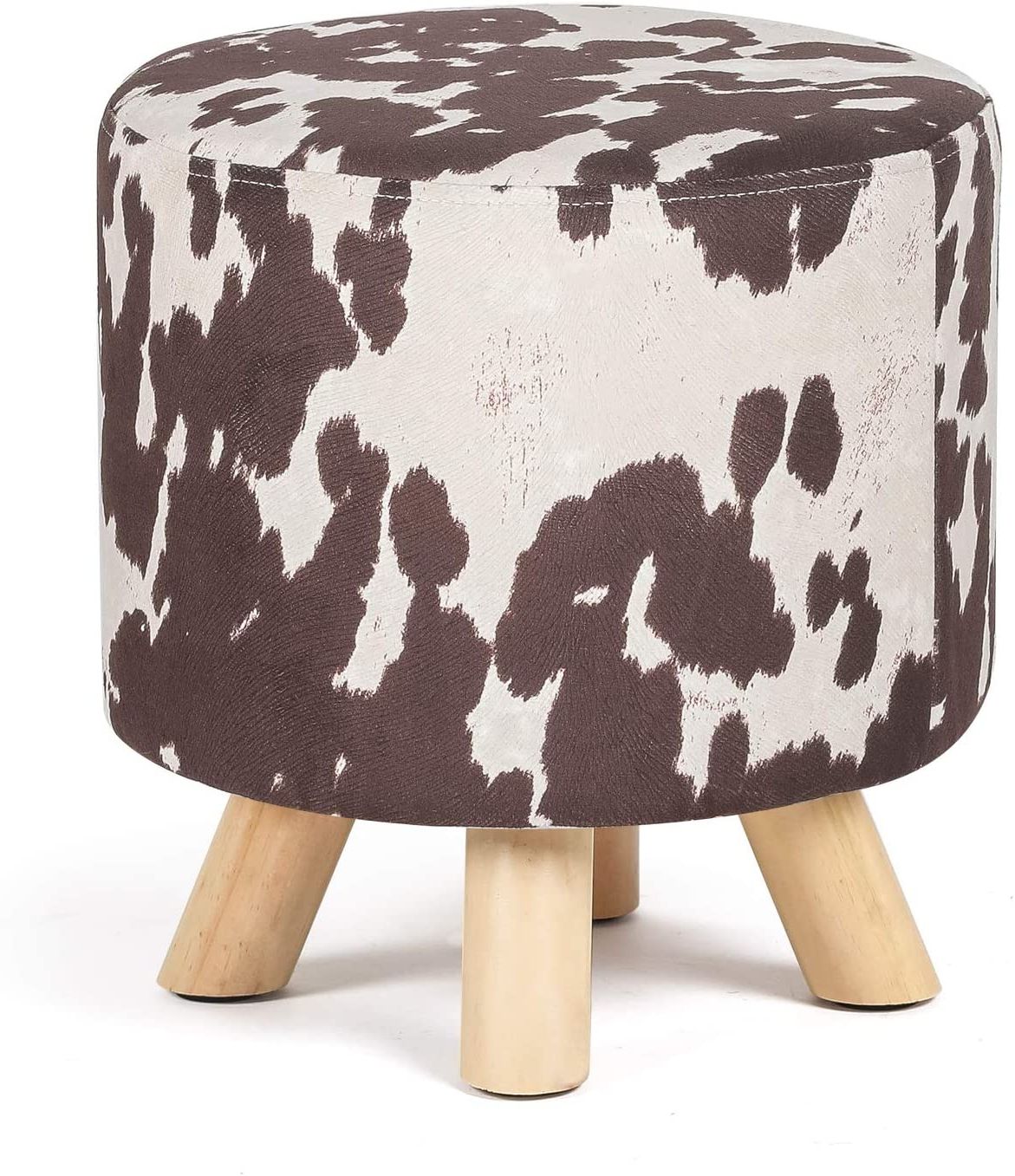 Homebeez Velvet Round Ottoman Foot Rest Stool (brown Cow) – Walmart For Newest Warm Brown Cowhide Pouf Ottomans (View 8 of 10)