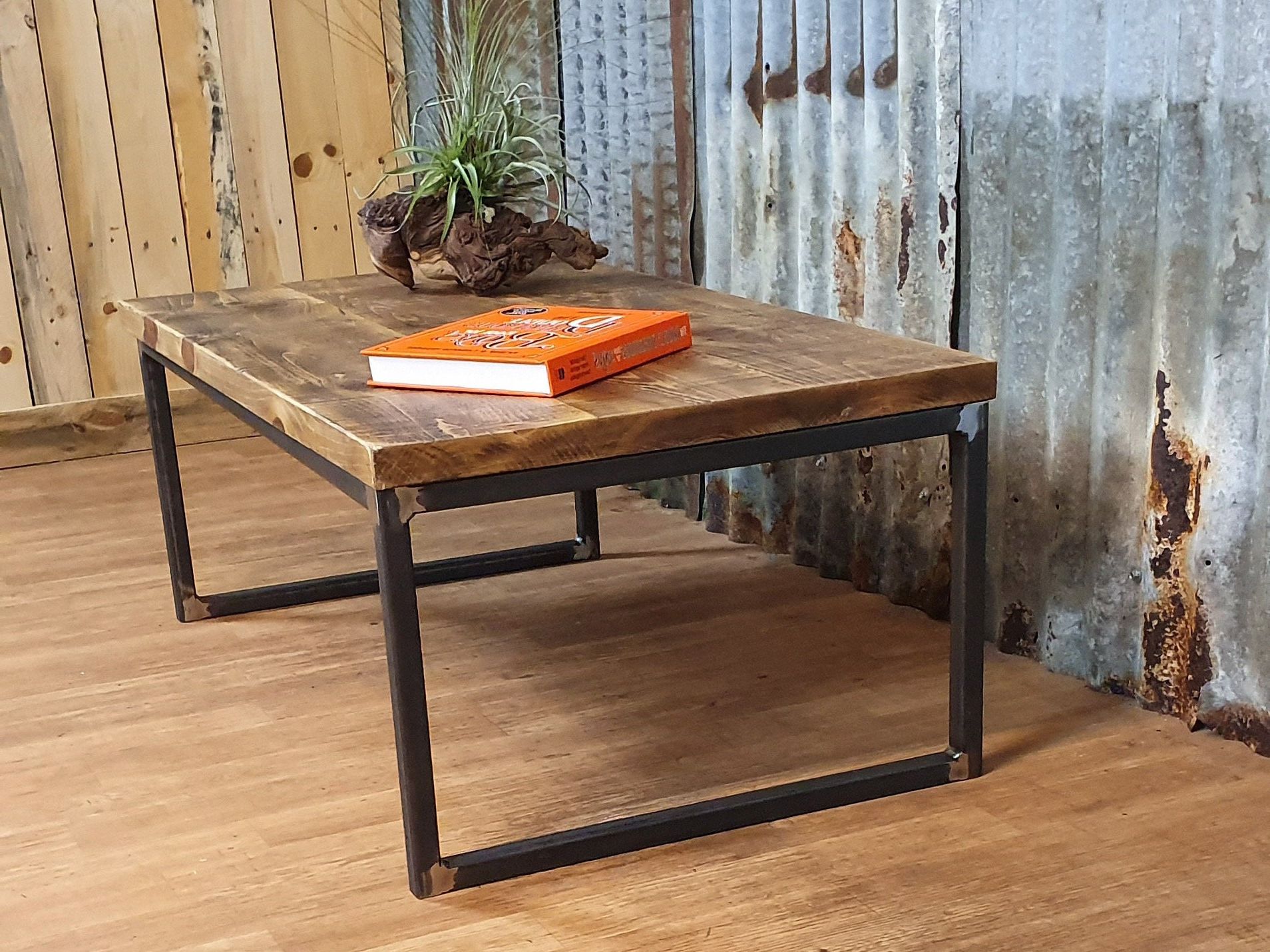 Industrial Reclaimed Calia Style Coffee Table, Solid Wood Coffee Table For Preferred Metal And Oak Coffee Tables (View 1 of 10)