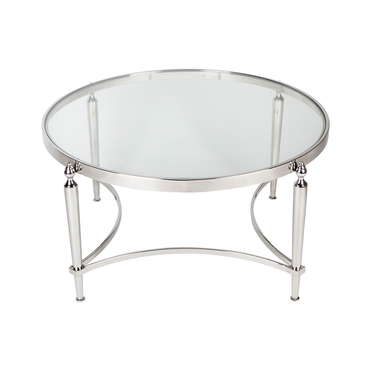 Jacques Glass Top Stainless Steel Round Coffee Table, 97cm, Nickel Inside 2020 Silver Stainless Steel Coffee Tables (View 8 of 10)