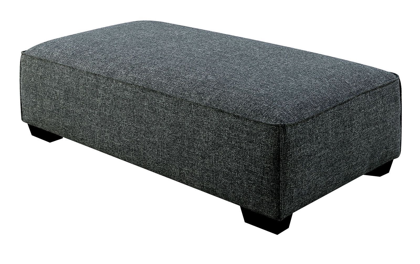Jaylene Contemporary Upholstered Ottoman In Gray Padded Linen Fabric With Regard To Newest Gray Fabric Oval Ottomans (View 5 of 10)