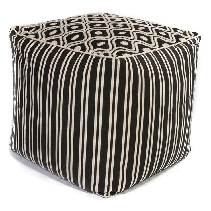 Kas Rugs Black And White Groove Pouf (View 9 of 10)