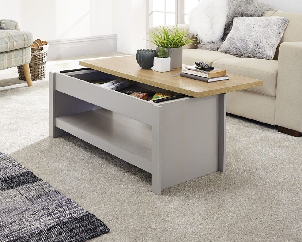 Lancaster Grey Sliding Top Storage Coffee Table – One Stop Furniture Within Newest Gray Driftwood Storage Coffee Tables (View 3 of 10)