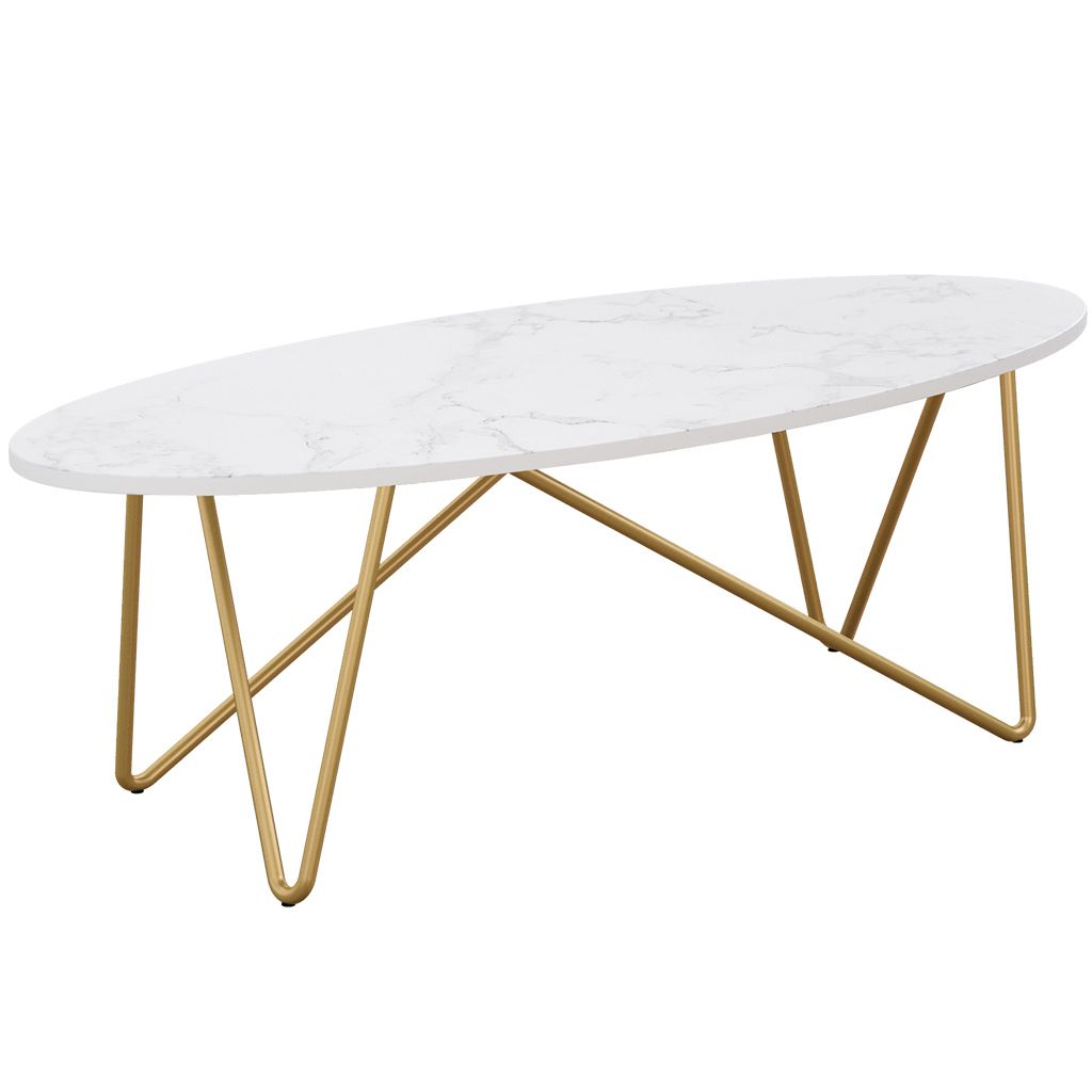 Langria Coffee Table For Living Room, Tea Table With Gold Colored Metal For Popular White Marble Gold Metal Coffee Tables (View 7 of 10)