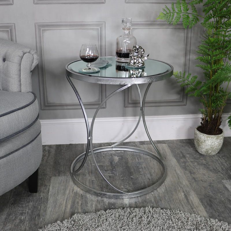 Large Silver Mirrored Side Table – Melody Maison® Intended For Well Known Mirrored And Silver Cocktail Tables (View 8 of 10)
