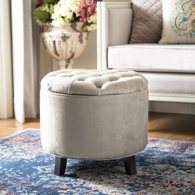 Latest Fabric Tufted Round Storage Ottomans Intended For Maiden  (View 3 of 10)