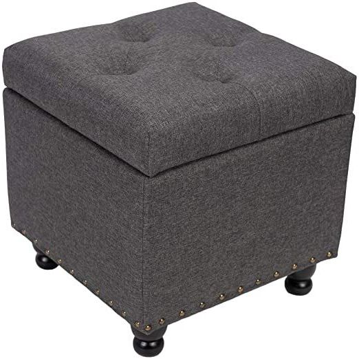 Latest Gray And Beige Solid Cube Pouf Ottomans Inside Belardo Home Storage Ottoman, Square Storage Chest Foot Rest Stool  (View 6 of 10)