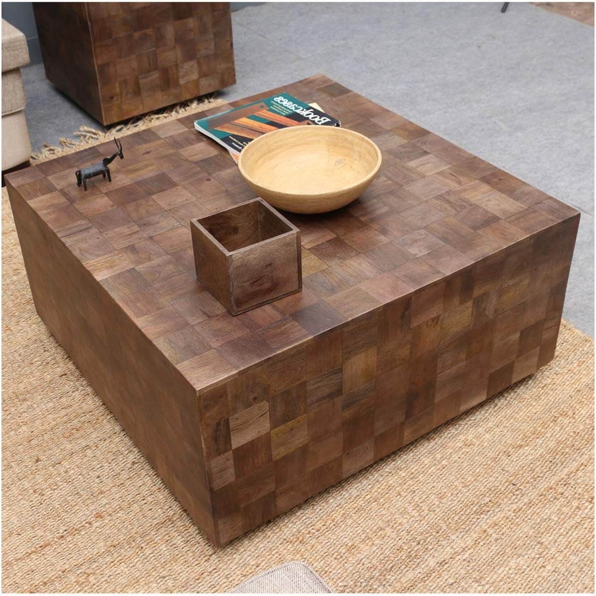 Latest Modern Rustic Furniture Solid Wood 36" Square Coffee Table Inside 1 Shelf Square Coffee Tables (View 2 of 10)