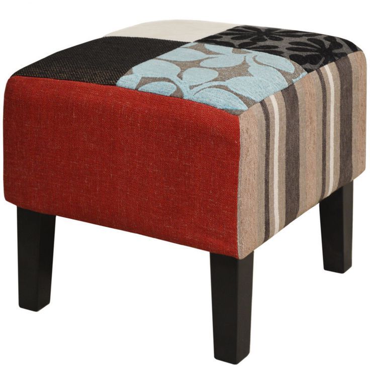 Latest Multi Color Fabric Square Ottomans Throughout Patchwork Square Stool Pouffe Ottoman Footstool Padded Seat Plush (View 2 of 10)